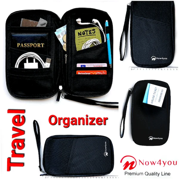 Now4you Luxe Reis Organizer - Paspoorthouder – Paspoorthoesje – Reisportefeuille -Zwart-1196