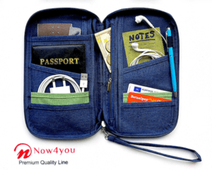 Now4you Luxe Reis Organizer - Paspoorthouder – Paspoorthoesje – Reisportefeuille -Blauw-1199