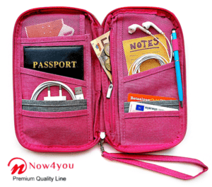 Now4you Luxe Reis Organizer - Paspoorthouder – Paspoorthoesje – Reisportefeuille -Roze-1205