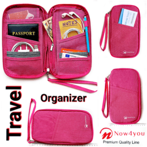 Now4you Luxe Reis Organizer - Paspoorthouder – Paspoorthoesje – Reisportefeuille -Roze-1208