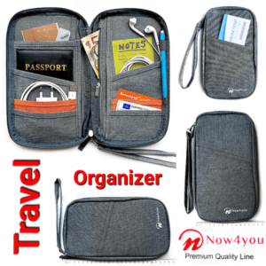 Now4you Luxe Reis Organizer - Paspoorthouder – Paspoorthoesje – Reisportefeuille -Grijs-1214