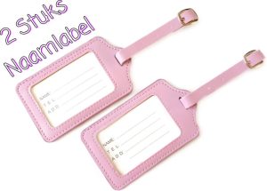 Now4you kofferlabels 12 x 7 cm Roze 2 stuks - Afbeelding 2
