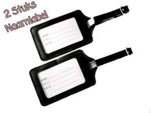 Now4you kofferlabels 12 x 7 cm Zwart 2 stuks - Afbeelding 1