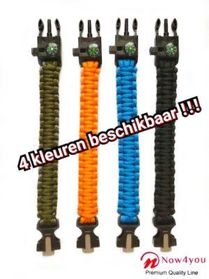Now4you Blauw Paracord Survival Armband Kompas-1782