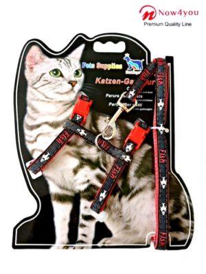 Katten / kittentuigje met Looplijn – Rood Rode clipjes Vis motief-0