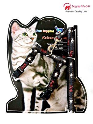 Katten / kittentuigje met Looplijn – Zwart Zwarte clipjes Vis motief-0