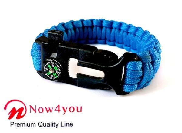 Now4you Blauw Paracord Survival Armband Kompas-0