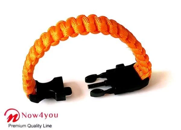 Now4you Oranje Paracord Survival Armband Kompas-1743