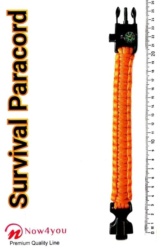 Now4you Oranje Paracord Survival Armband Kompas-1742