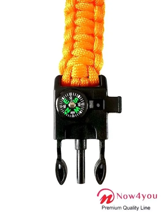 Now4you Oranje Paracord Survival Armband Kompas-1738