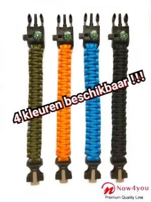 Now4you Oranje Paracord Survival Armband Kompas-1739