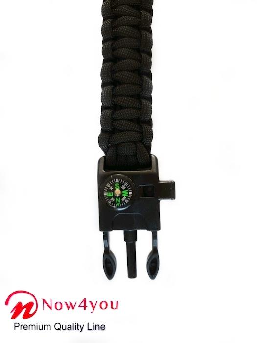 Now4you Zwart Paracord Survival Armband Kompas-1768
