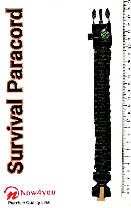 Now4you Zwart Paracord Survival Armband Kompas-1767