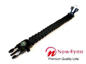 Now4you Zwart Paracord Survival Armband Kompas-1766