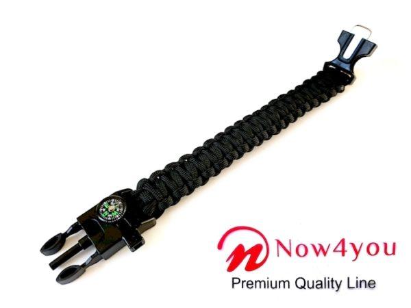 Now4you Zwart Paracord Survival Armband Kompas-1766