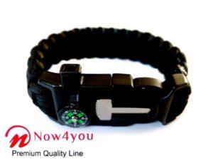 Now4you Zwart Paracord Survival Armband Kompas-1765