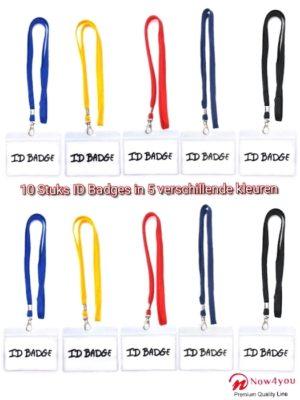 10 x badgehouder Now4you met 5 verschillende kleuren keycord - lanyard en naamkaarthouders-0