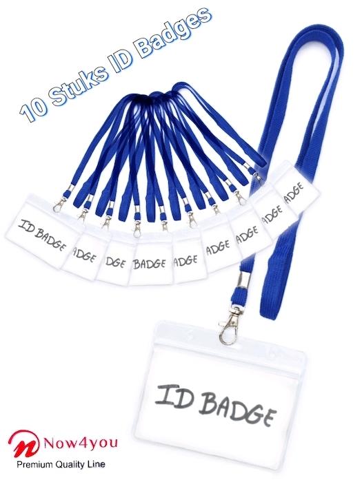 10 x badgehouder Now4you met Blauw keycord - lanyard en naamkaarthouders-0