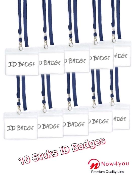 10 x badgehouder Now4you met Donker Blauw keycord - lanyard en naamkaarthouders-0