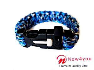 Now4you Paracord Survival Armband - Met Vuursteen - Blauw Camouflage-0