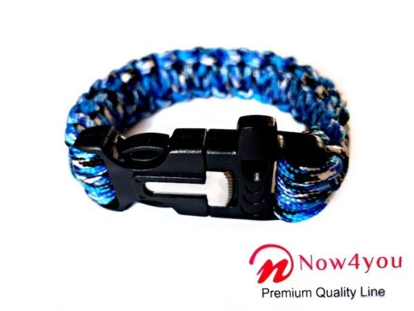 Now4you Paracord Survival Armband - Met Vuursteen - Blauw Camouflage-0 Now4you Paracord Survival Armband - Met Vuursteen - Blauw Camouflage-0