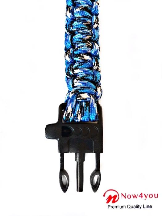 Now4you Paracord Survival Armband - Met Vuursteen - Blauw Camouflage-1876