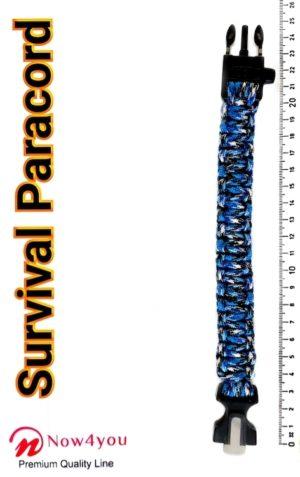 Now4you Paracord Survival Armband - Met Vuursteen - Blauw Camouflage-1877