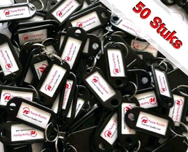 Sleutellabels - Sleutellabel - Sleutelhangers - Sleutelhanger - Zwart - 50 Stuks-0