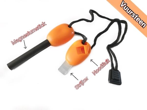 Magnesium Stick met Fluitje Luxe Firestarter Vuurstarter Oranje + Noodfluit-0
