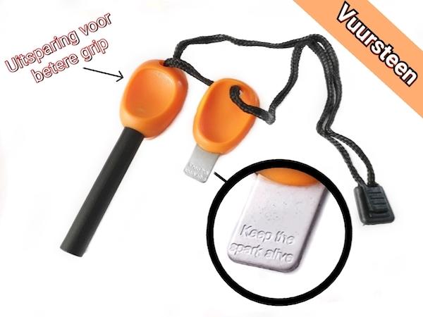 Magnesium Stick met Fluitje Luxe Firestarter Vuurstarter Oranje + Noodfluit-1935