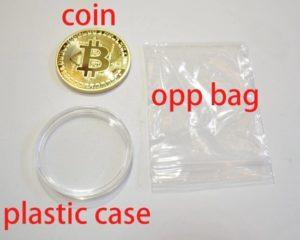 Bitcoin BTC Munt | Met Plastic Hardcase | Goud-2012