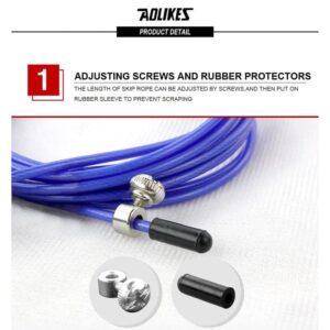 RVS Verstelbaar Professioneel Springtouw Blauw met Kogellagers - Speed Rope - Fitness Sport -Jump Rope - Conditie - Bootcamp - Crossfit, Boxing - Afbeelding 2