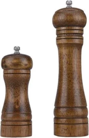 Peper en zoutmolen set van donker eiken hout