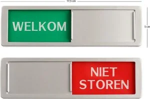 Aluminium look Welkom / Niet Storen Schuifbordje