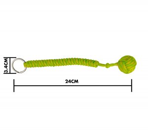 Monkey Fist Apenvuist Zelfverdediging Sleutelhanger met Paracord en Stalen Bal - Geel - Afbeelding 3