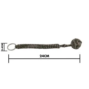 Monkey Fist Apenvuist Zelfverdediging Sleutelhanger Paracord Stalen bal Leger kleur - Afbeelding 3