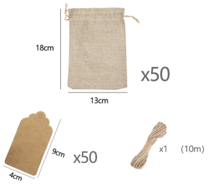 Cadeau Zakjes set  50X Kleine Jute Zakjes - Afbeelding 3