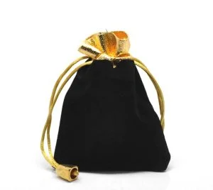Velourse zakjes met gouden rand 10 stuks