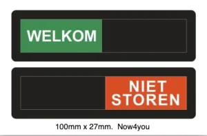 Welkom-niet storen schuifbordje - 100 mm x 27 mm