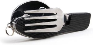 4 in 1 outdoor bestek (vork/lepel/mes/flesopener) RVS pocket kit - Afbeelding 3