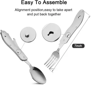4 in 1 outdoor bestek (vork/lepel/mes/flesopener) RVS pocket kit - Afbeelding 5
