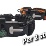 Paracord armband set van 2 met kompas  fluitje vuursteen