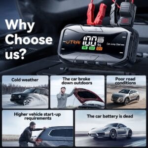 Utrai Jumpstarter 12V - Jstar 10 - Multifunctionele Starthulp - 27.000 mAh - 6000A piekstroom - Acculader - Powerbank - LED Zaklamp - 10L Benzine - 8L Diesel - Incl. Schokbestendige Opberghoes - Afbeelding 5