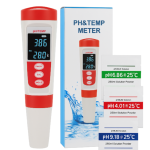 PH & Temperatuur Meter – Digitaal – Voor Water, Aquaria, Zwembaden, Hydrocultuur & Drinkwater – Inclusief Kalibratie