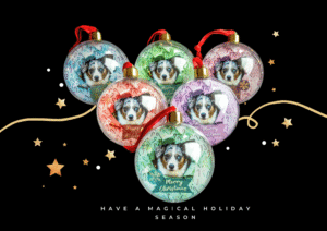 Unieke kerstballen met Corgi design: Corgi wrapped in pastel colors.