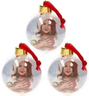 3x stuks DIY foto/fotolijst kunststof kerstballen transparant 8 cm