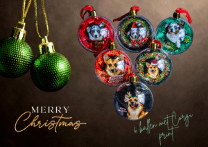 Unieke kerstballen met honden design: Corgi Christmas Mix.