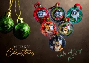 Unieke kerstballen met honden design: Corgi Christmas Mix.