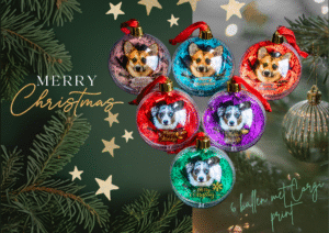 Unieke kerstballen met honden design: Colorful Corgi Christmas.