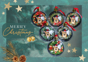 Unieke kerstballen met honden design: Corgi Christmas Wreath.